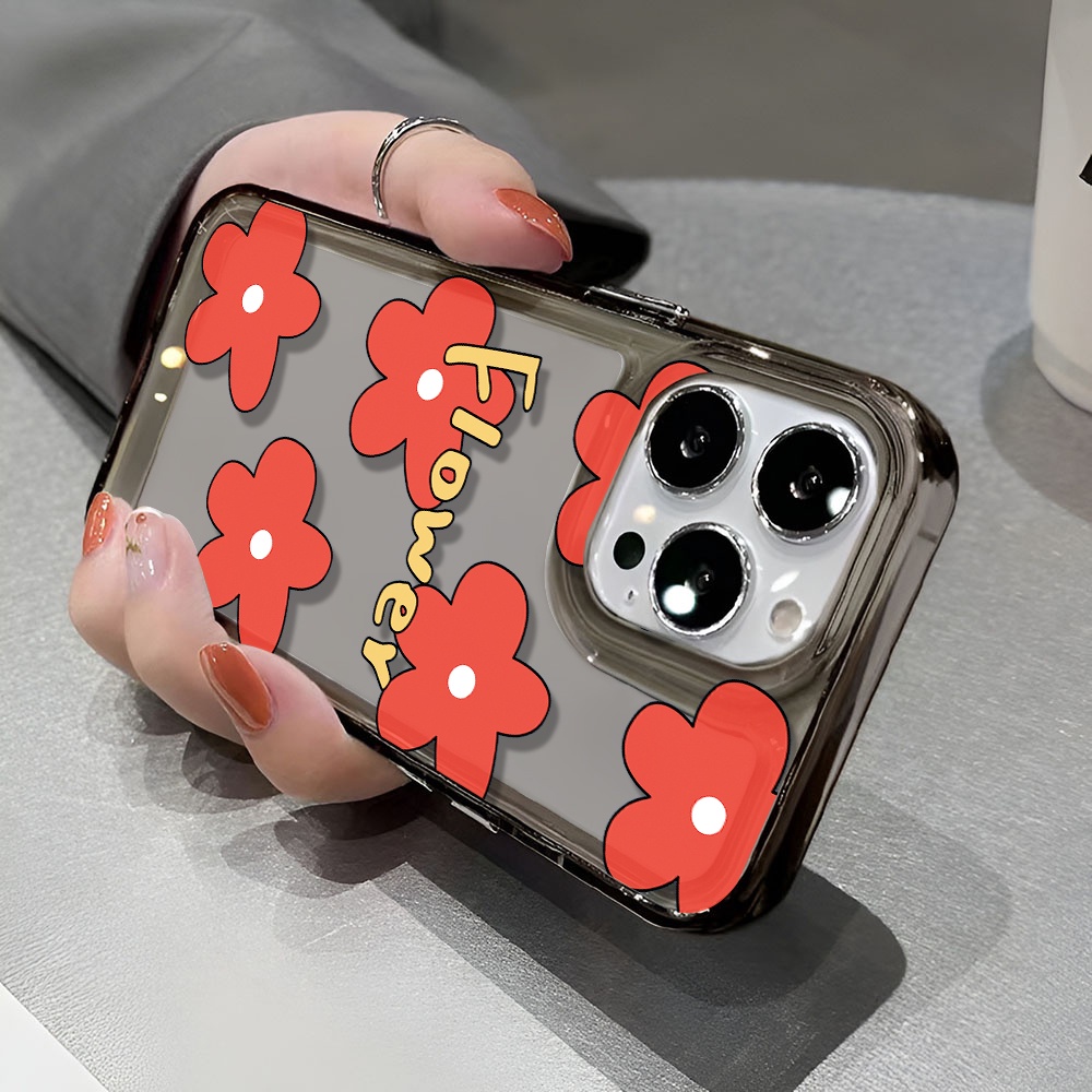 Ốp Điện Thoại Trong Suốt Họa Tiết Hoa Đỏ Thời Trang Chống Sốc Cho iphone 14 pro max 11 13 12 7 8 Plus X XR XSMax