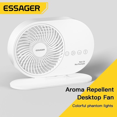 Quạt để bàn đuổi muỗi Essager xoay 140° pin 4000Mah động cơ không chổi than DC nhỏ thông minh điều chỉnh 3 tốc độ