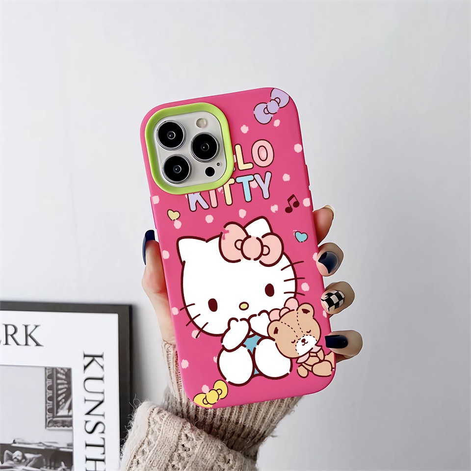Ốp Điện Thoại silicon Dẻo in Họa Tiết hello kitty 3 Trong 1 Cho iPhone 14Promax 13 12 11 7Plus X XR