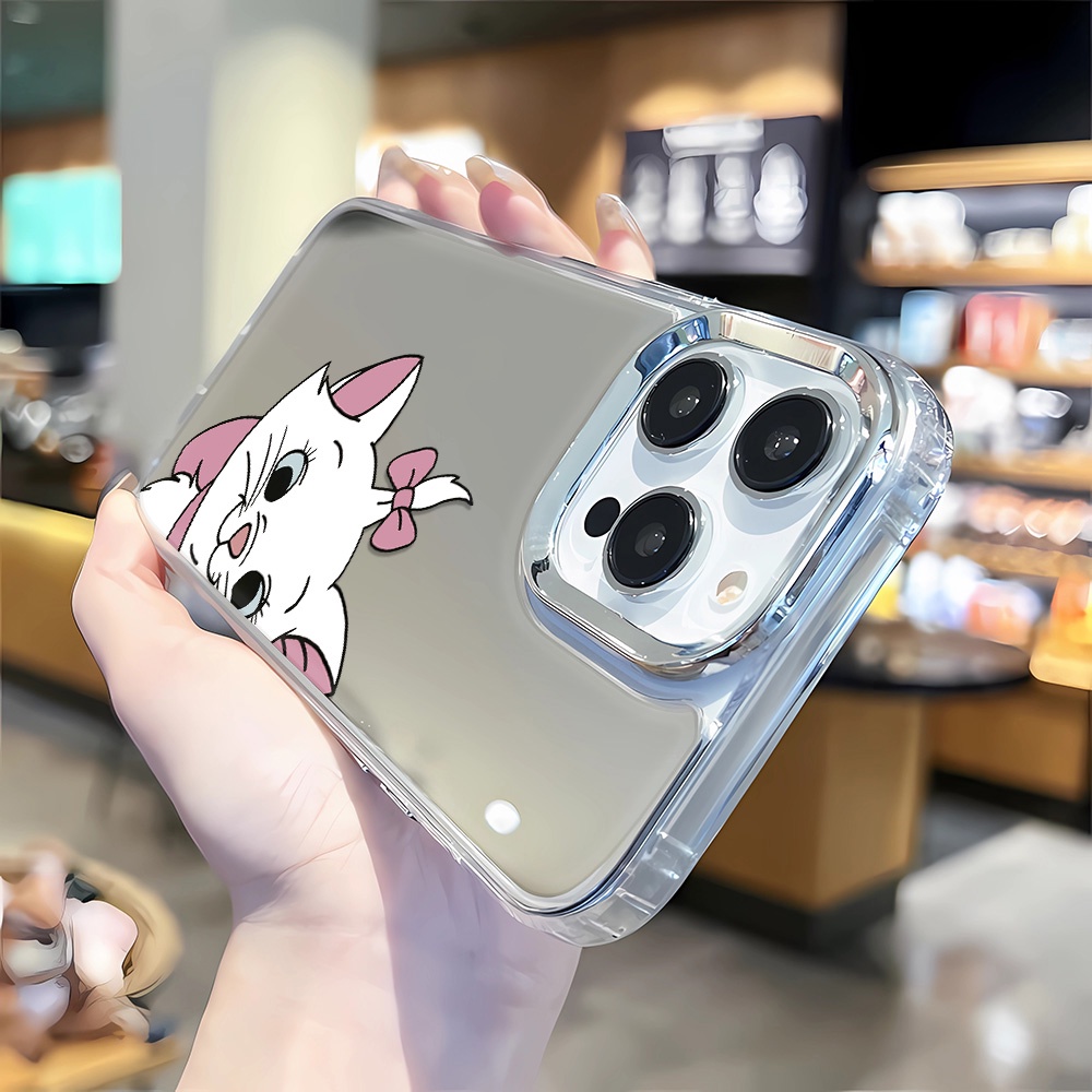 Ốp Điện Thoại Tpu In Hình Mèo Mary Gương Khung Kim Loại Cho iphone 14 pro max 11 12 13 8 7 Plus X XR XSMax