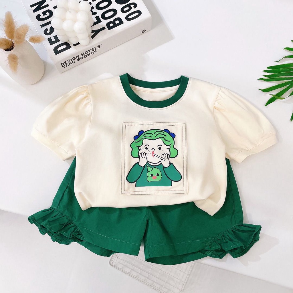 ✨Hàng Có Sẵn!✨ Bộ Áo Thun Tay Ngắn In Họa Tiết Hoạt Hình Thời Trang Mùa Hè Xinh Xắn Cho Bé Trai Và Gái