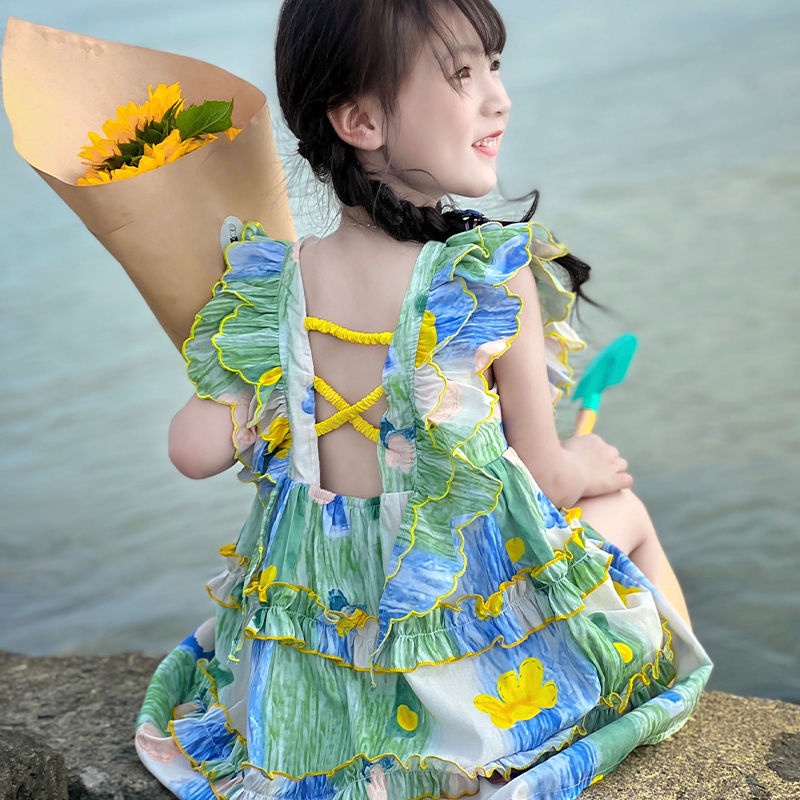✨Hàng Có Sẵn!✨ Đầm Công Chúa Hai Dây Thời Trang Đi Biển Mùa Hè 2023 Mới Cho Bé Gái