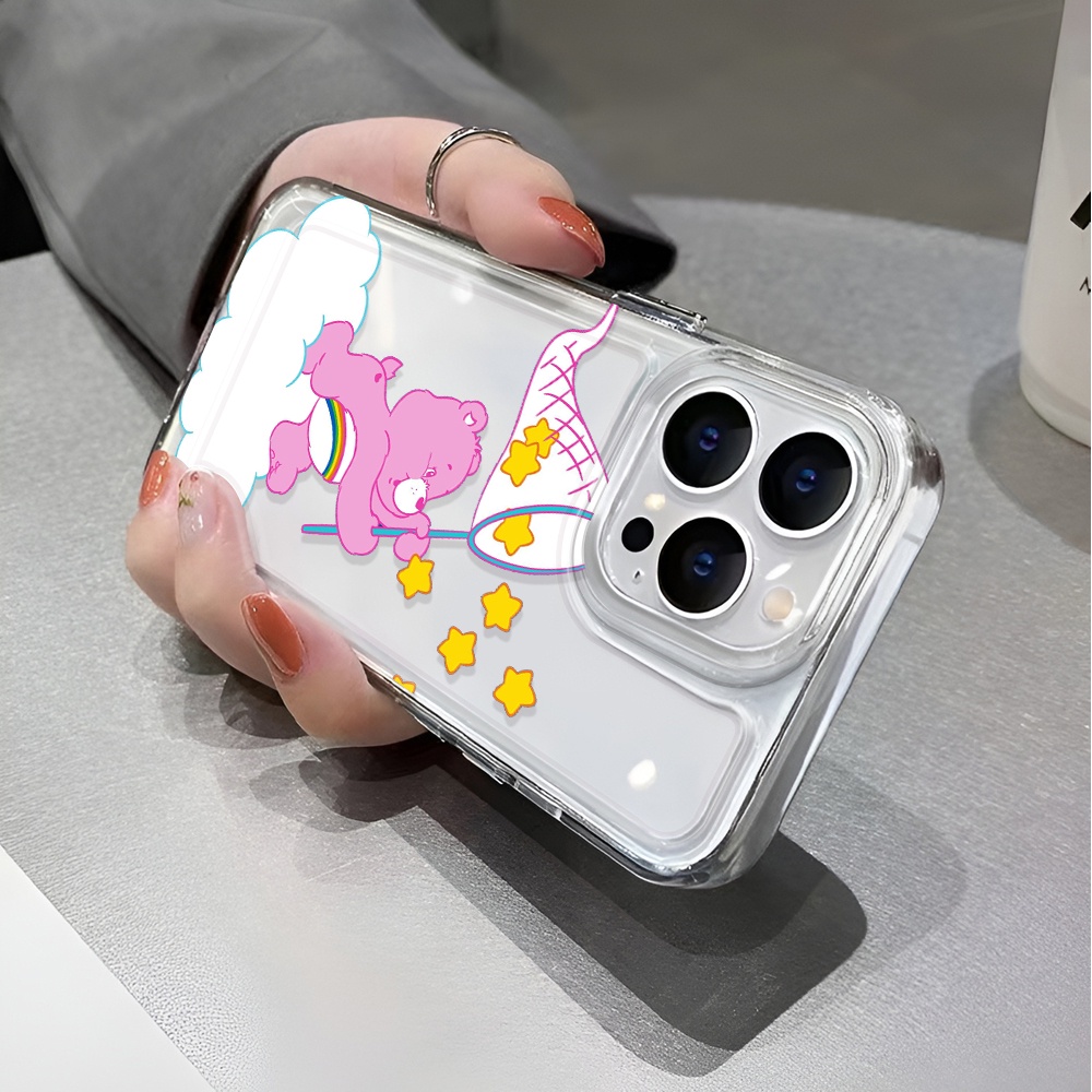 Ốp Điện Thoại Trong Suốt Chống Sốc In Hình Gấu Cầu Vồng Cho iphone 14 pro max 11 13 12 7 8 Plus X XR XSMax