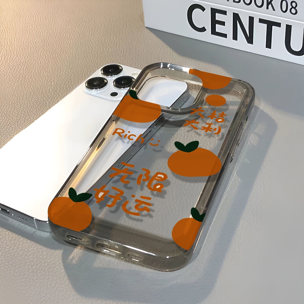 Ốp Điện Thoại Trong Suốt Họa Tiết Trái Cam May Mắn Chống Sốc Cho iphone 14 pro max 11 13 12 7 8 Plus X XR XSMax