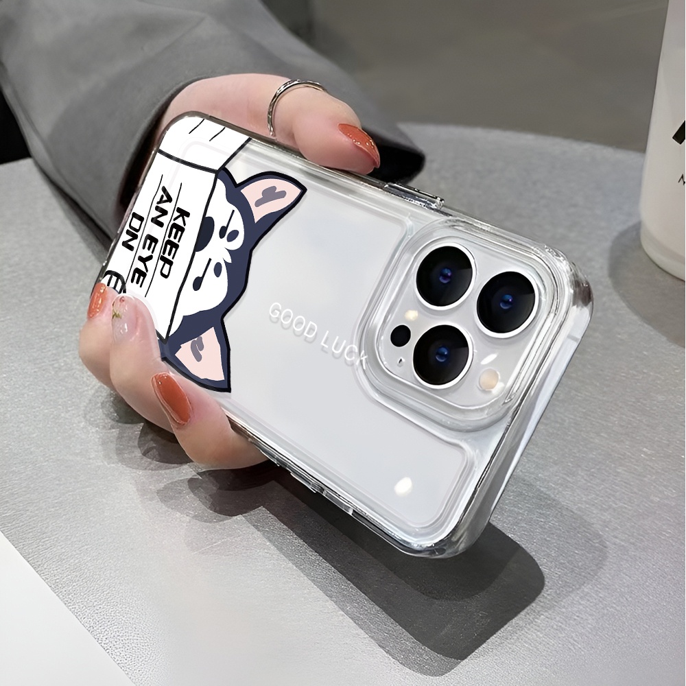 Ốp Điện Thoại Trong Suốt Chống Sốc Họa Tiết Chú Chó Đọc Báo Cho iphone 14 pro max 11 13 12 7 8 Plus X XR XSMax