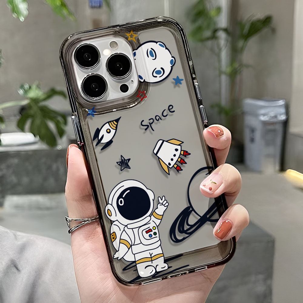 Ốp Điện Thoại Trong Suốt Chống Sốc In Hình Phi Hành Gia Vũ Trụ Cho iphone 14 pro max 11 13 12 7 8 Plus X XR XSMax