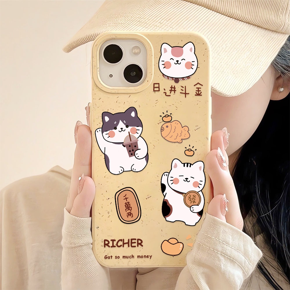 Ốp Điện Thoại Chống Sốc Hình Mèo May Mắn Cho iphone 14 pro max 11 13 12 7 8 Plus X XR XSMax