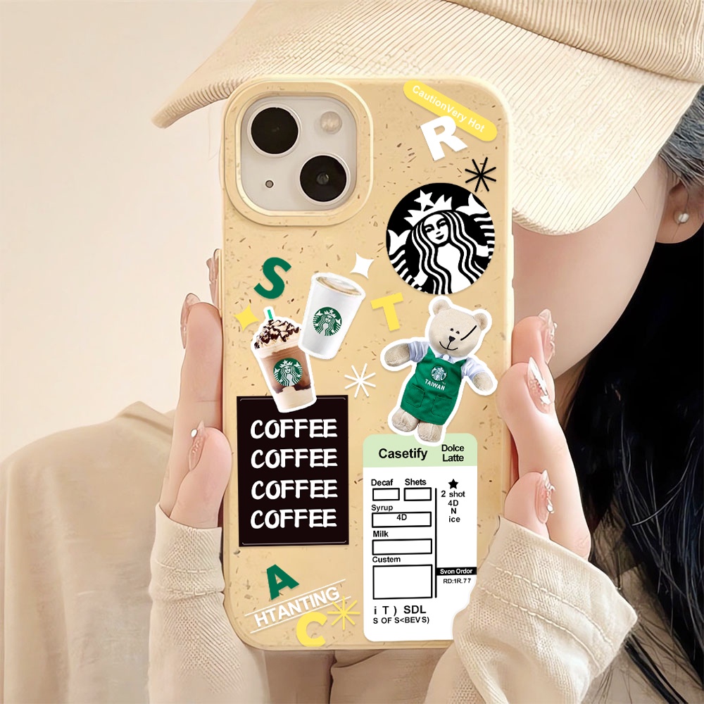 Ốp Điện Thoại Chống Sốc In Hình Gấu Cà Phê Màu Trắng Thời Trang Cho iphone 14 pro max 11 13 12 7 8 Plus X XR XSMax