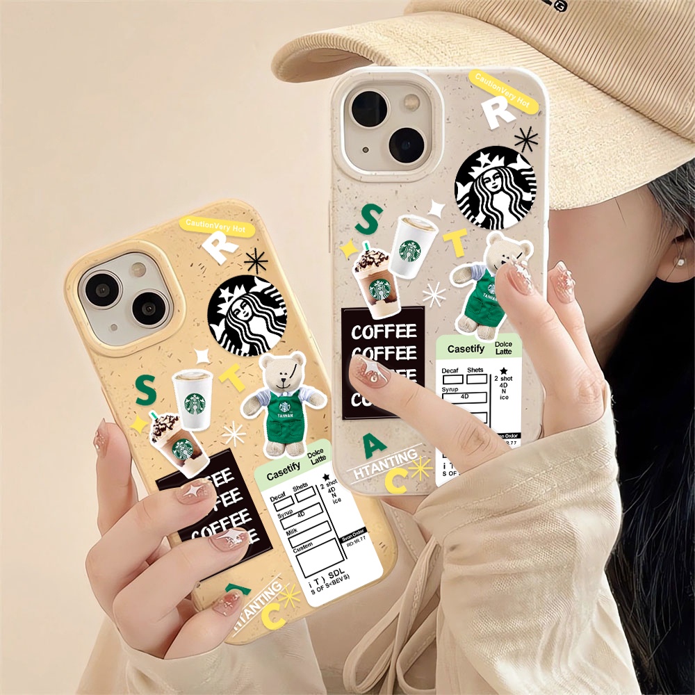 Ốp Điện Thoại Chống Sốc In Hình Gấu Cà Phê Màu Trắng Thời Trang Cho iphone 14 pro max 11 13 12 7 8 Plus X XR XSMax