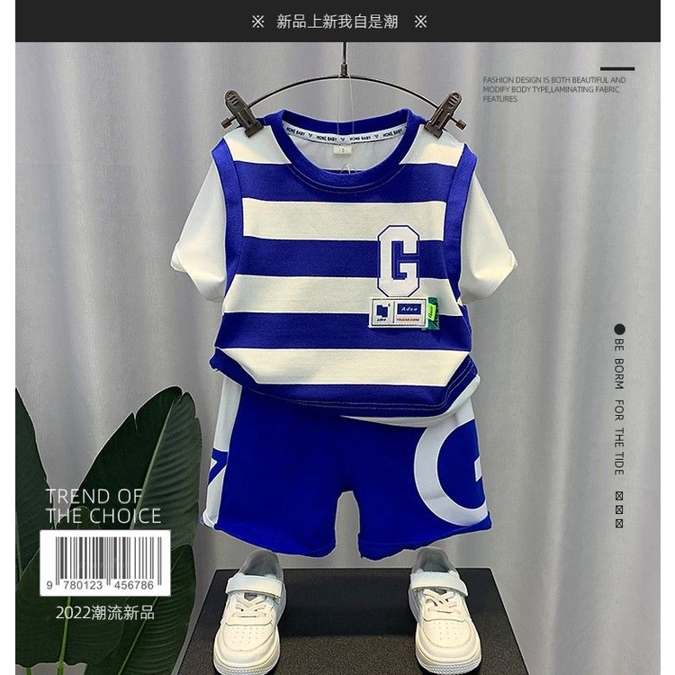 Bộ Quần Áo Thể Thao Tay Ngắn Phong Cách Thời Trang Mới Mùa Hè Cho Bé Trai