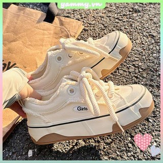 Giày vải nữ 2023 giày thể thao màu trắng dày-xa