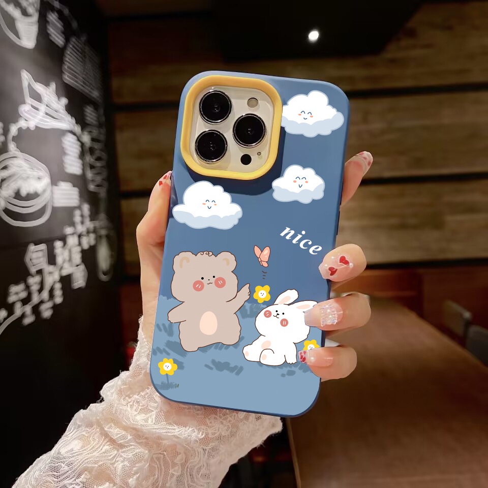 Ốp Điện Thoại silicon Dẻo Hình Gấu Thỏ 3 Trong 1 Cho iPhone 14Promax 13 12 11 7Plus 7 X Xs Max XR