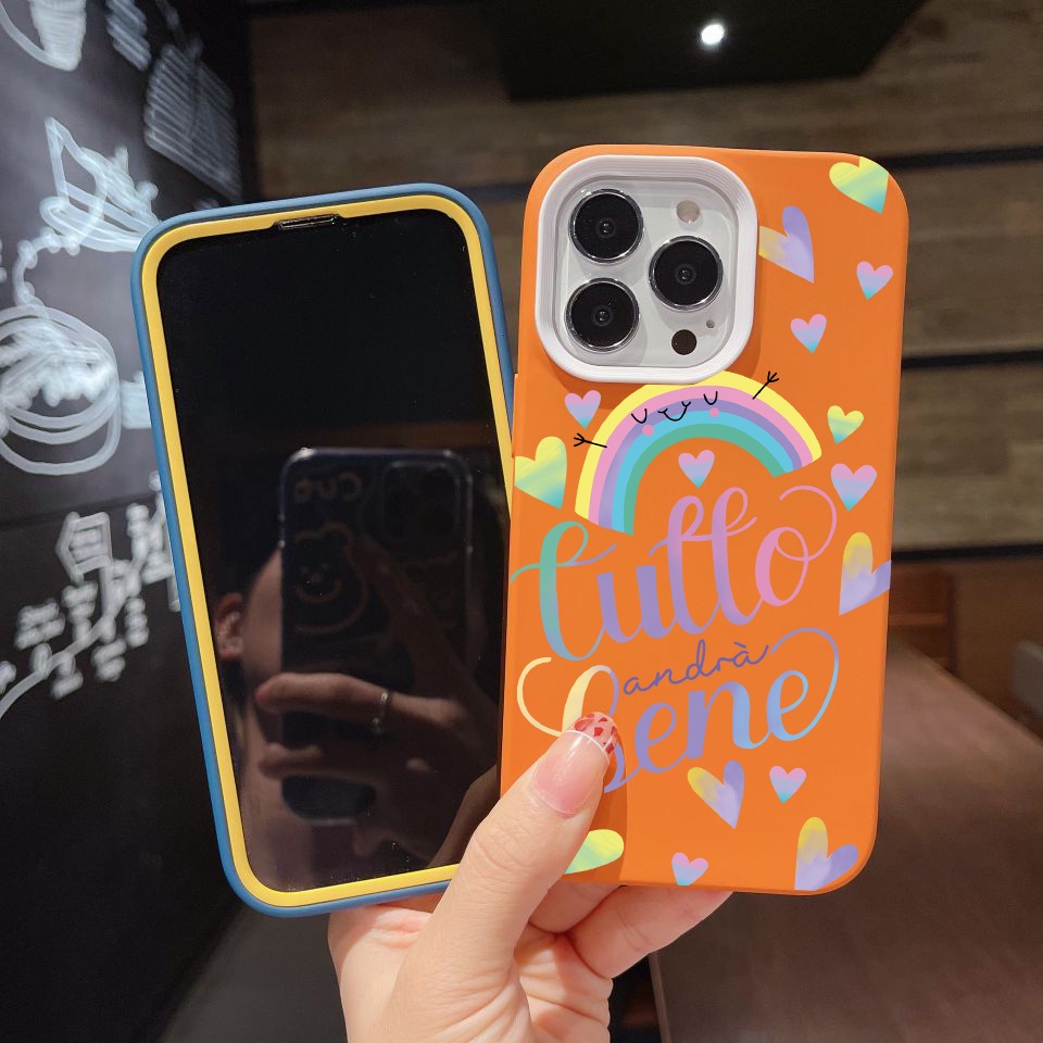 Ốp Điện Thoại silicon Dẻo Màu Cầu Vồng 3 Trong 1 Cho iPhone 14Promax 13 12 11 7Plus 7 X Xs Max XR