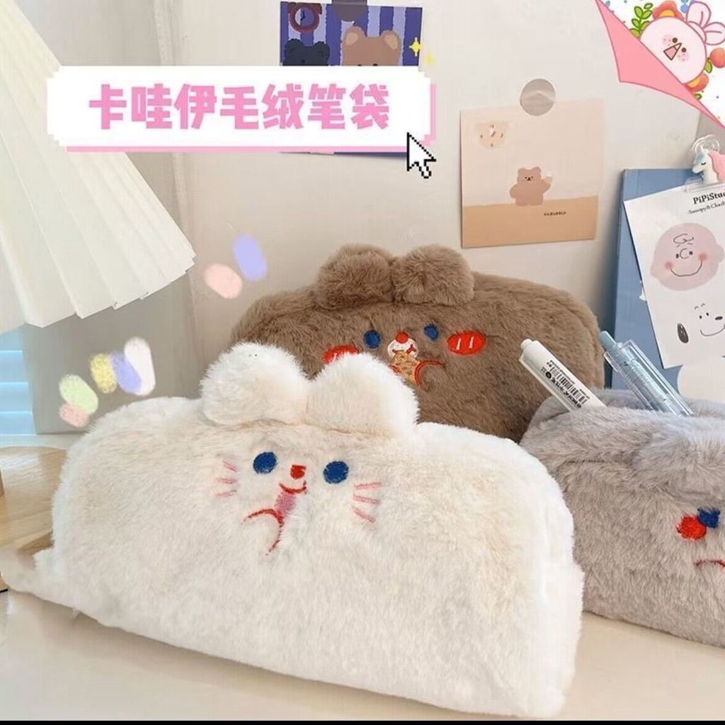 Adella Store hộp bút Túi đựng bút vải nhung thiết kế hoạt hình dễ thương cho học sinh Q24Z00K 0415