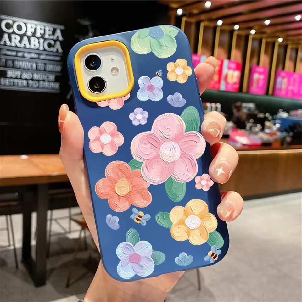 Ốp Điện Thoại silicon Dẻo Họa Tiết Hoa Xinh Xắn 3 Trong 1 Cho iPhone 14Promax 13 12 11 7Plus 7 X Xs Max XR