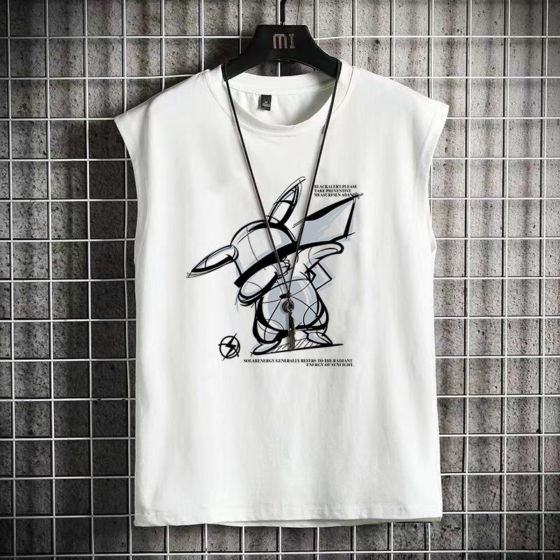 Áo Thun Sát Nách Cổ Tròn Dáng Rộng Phong Cách Hàn Quốc Cho Nam