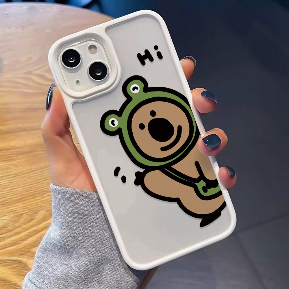 Ốp Điện Thoại Nhựa Acrylic Cứng Trong Suốt Hình Gấu / Ếch Cho iphone 14promax 11 13 12 7Plus 8 X XS Max