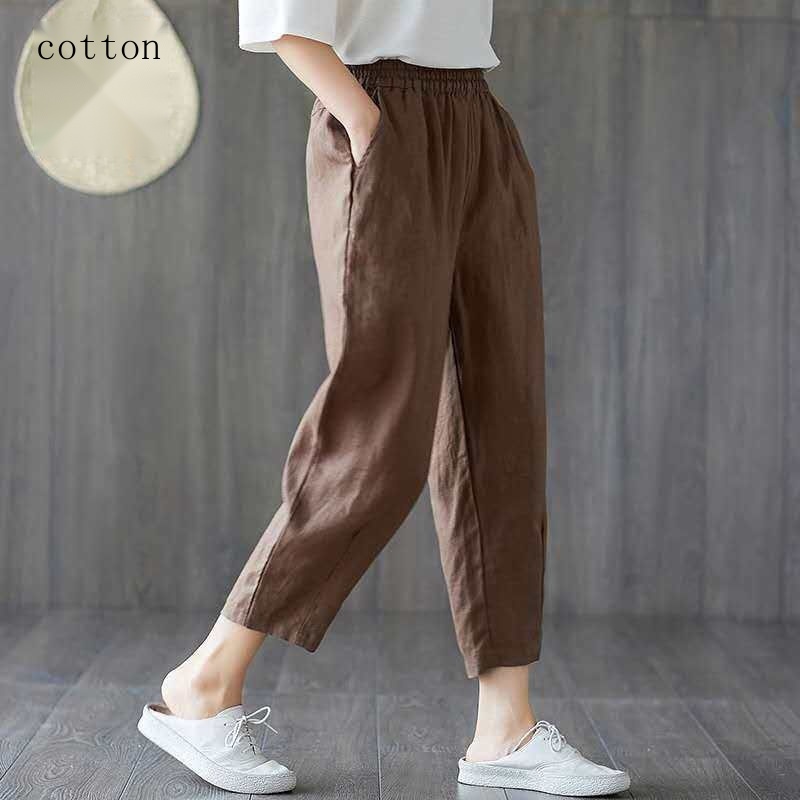Quần Cotton Lanh Mỏng Ống Túm Rộng Thời Trang Hàn Quốc Mới 2023 Cho Nữ