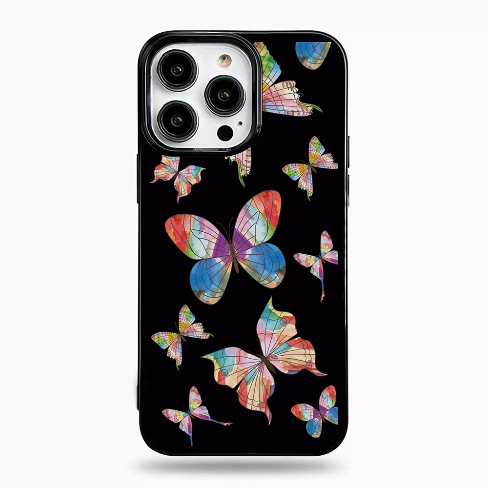 Ốp Điện Thoại Silicone TPU Mềm Bóng In Hình Bướm Nhiều Màu Cho iphone 14promax 11 13 12 7Plus 8 X XS Max