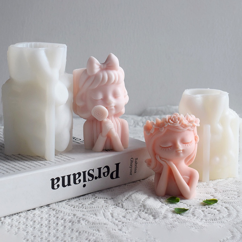 Khuôn Silicone Làm Chậu Cây Sen Đá Hình Đầu Cô Gái Bắc Âu