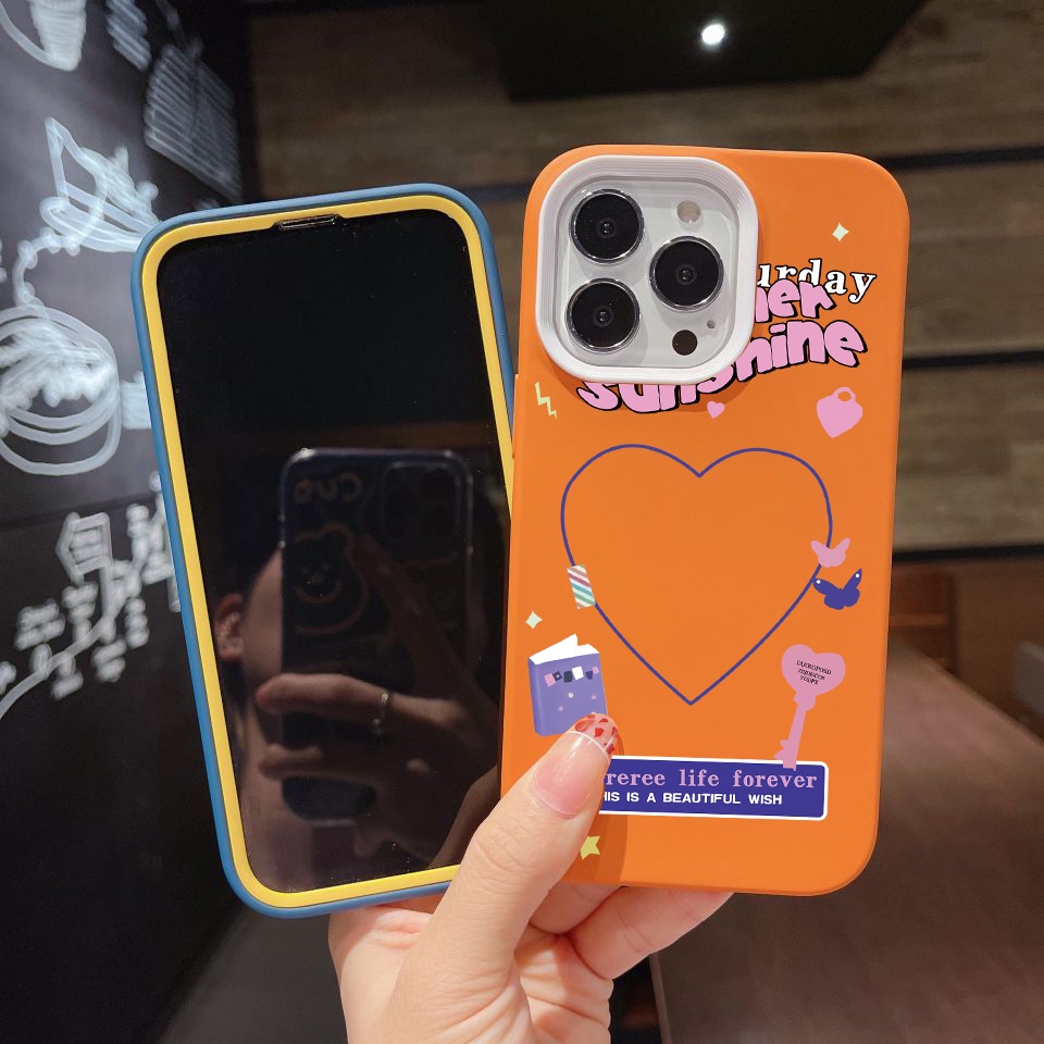 Ốp Điện Thoại silicon Dẻo Hình Trái Tim 3 Trong 1 Cho iPhone 14Promax 13 12 11 7Plus 7 X Xs Max XR