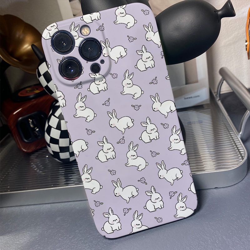 Ốp Điện Thoại Cứng Chống Sốc In Hình Thỏ Dễ Thương Cho iphone 14promax 11 13 12 7Plus 8 X XS Max