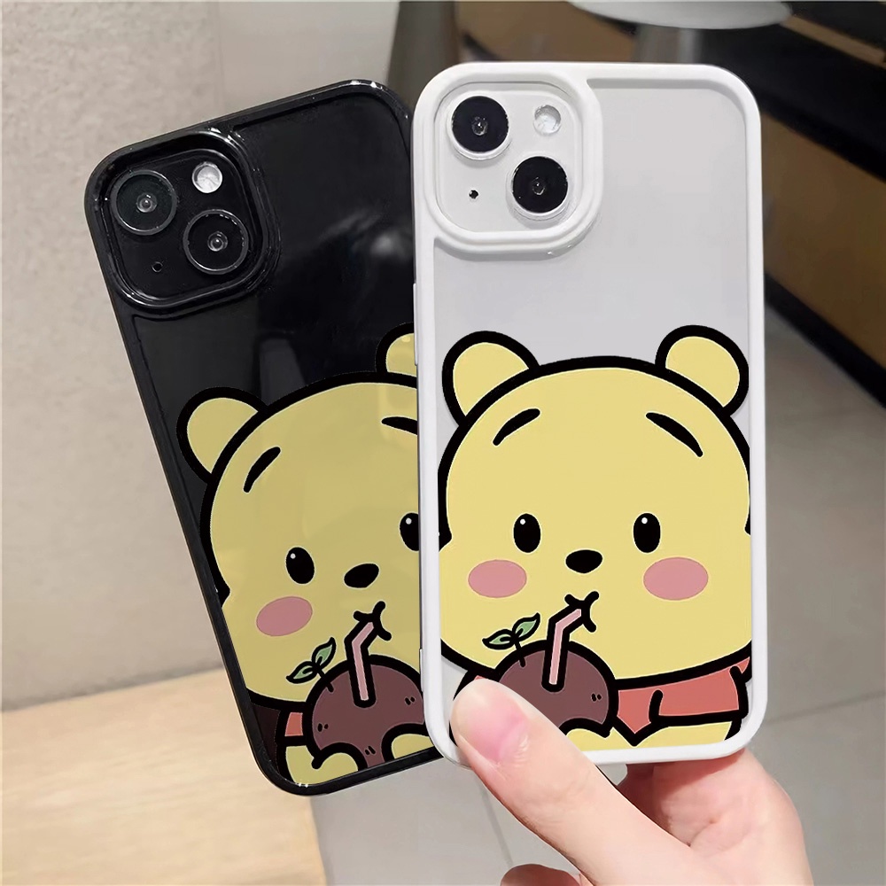 Ốp Điện Thoại Nhựa Acrylic Cứng Trong Suốt Hình Winnie the Pooh Màu Vàng Cho iphone 14 pro Max 11 13 12 7Plus 8 X XS Max