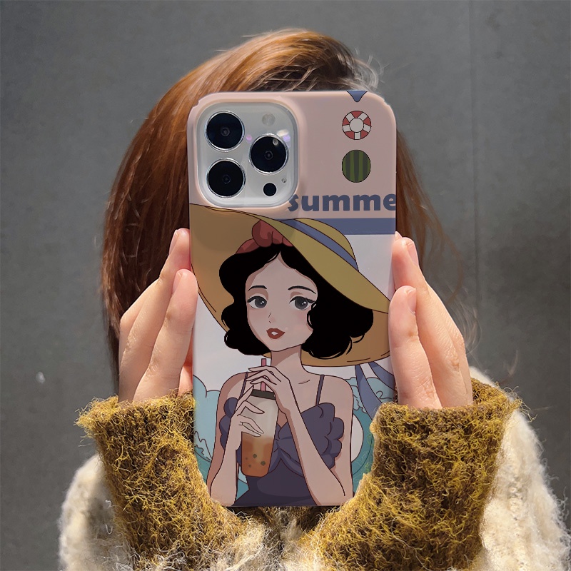 Ốp Điện Thoại Cứng In Hình Cô Gái Đi Biển Cho iphone 14promax 11 13 12 7Plus 8 X XS Max