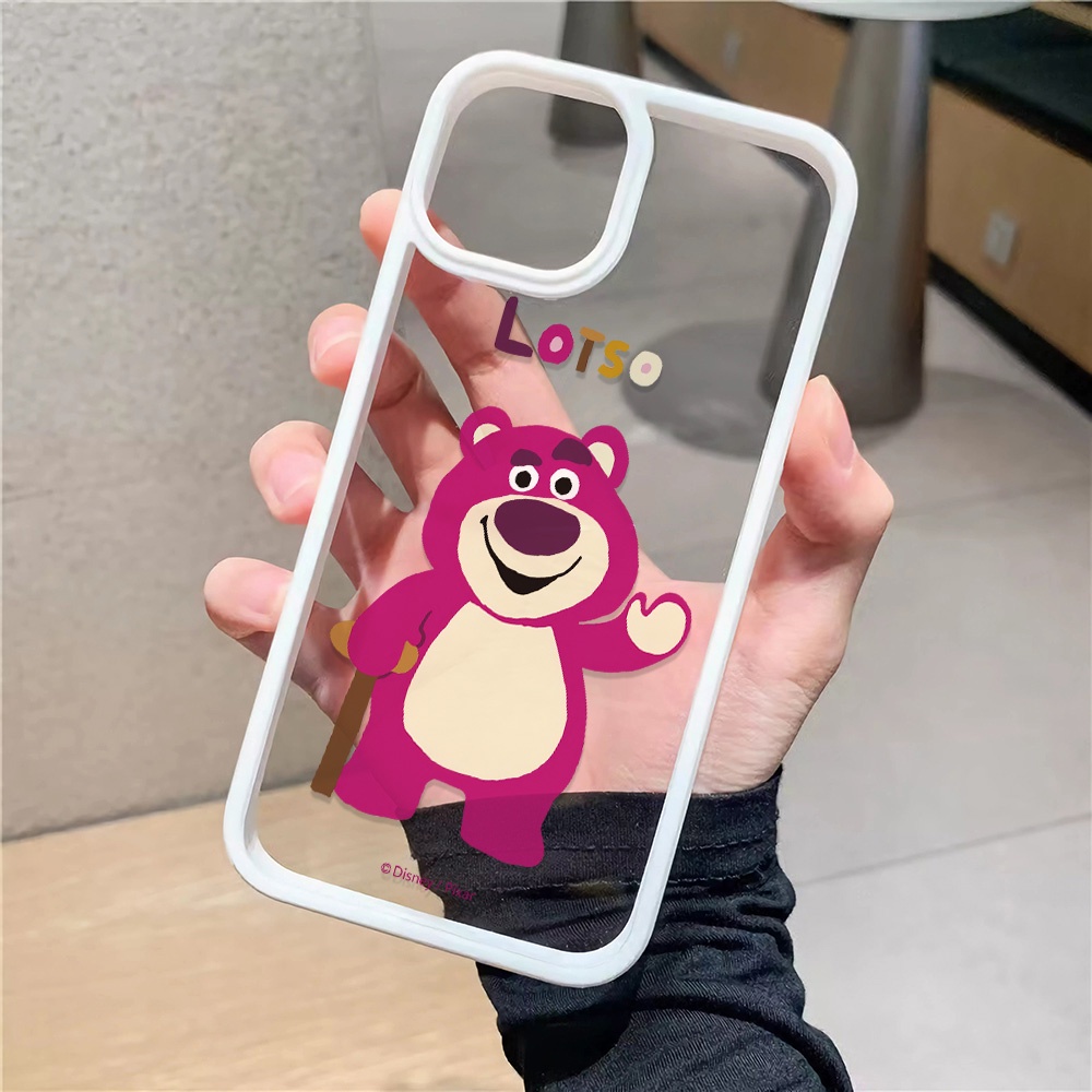 Ốp Điện Thoại Acrylic Cứng Trong Suốt Họa Tiết Gấu Và Dâu Tây Dễ Thương Cho iphone 14 pro Max 11 13 12 7Plus 8 X XS Max