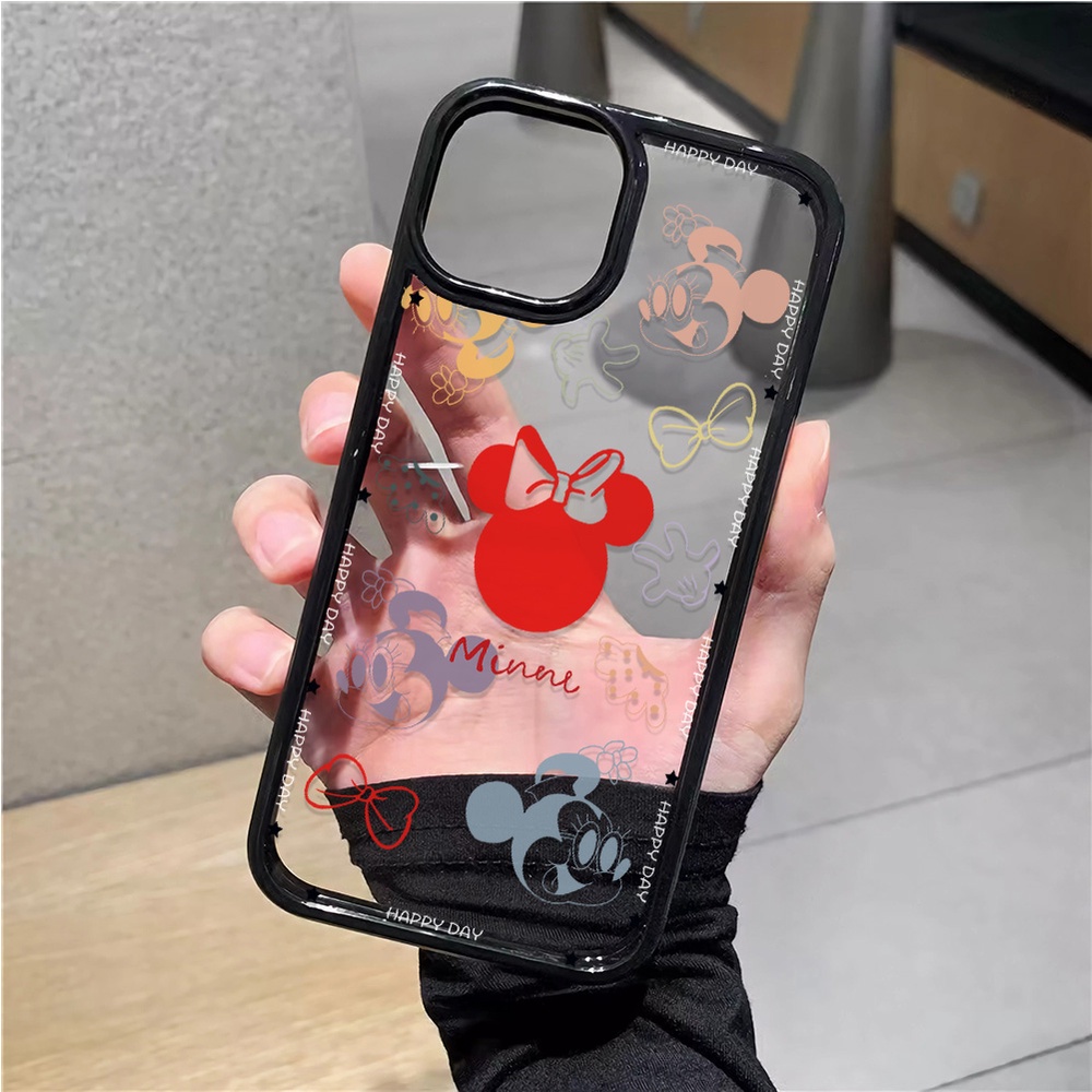 Ốp Điện Thoại Nhựa Acrylic Cứng Trong Suốt Hình Chuột Mickey Cho iphone 14 pro Max 11 13 12 7Plus 8 X XS Max