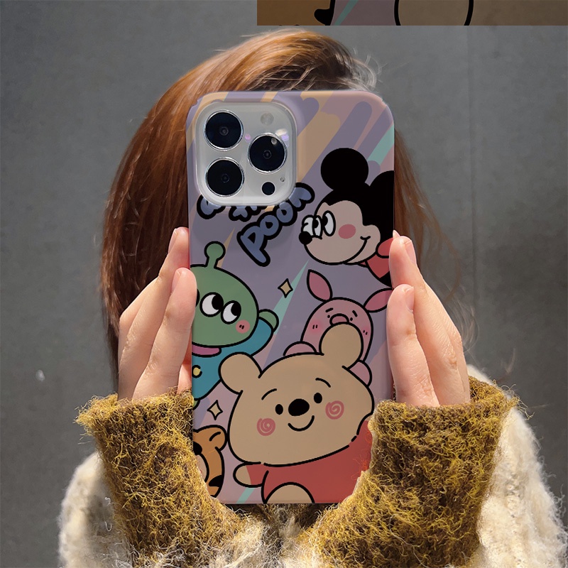 Ốp Điện Thoại Cứng Chống Sốc In Hình Gấu Pooh / Chuột Mickey Cho iphone 14 pro Max 11 13 12 7Plus 8 X XS Max