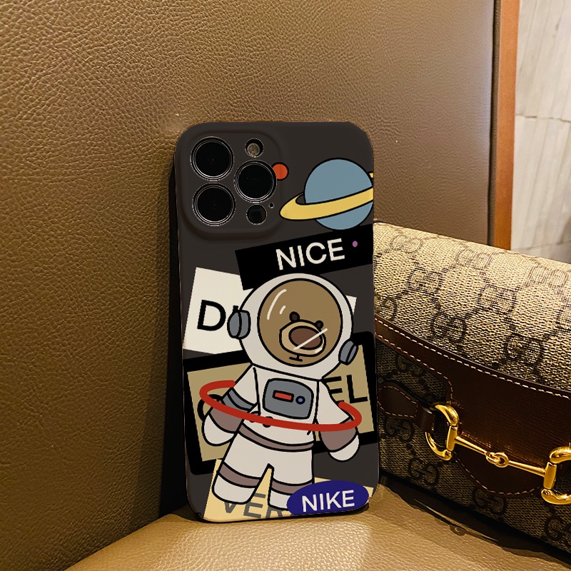 Ốp Điện Thoại Cứng Chống Sốc In Hình Gấu Phi Hành Gia Cho iphone 14 pro Max 11 13 12 7Plus 8 X XS Max