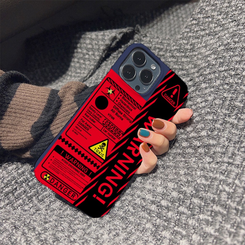 Ốp Điện Thoại Cứng Chống Sốc In Hình Nhãn Dán Cảnh Báo Thời Trang Cho iphone 14 pro Max 11 13 12 7Plus 8 X XS Max