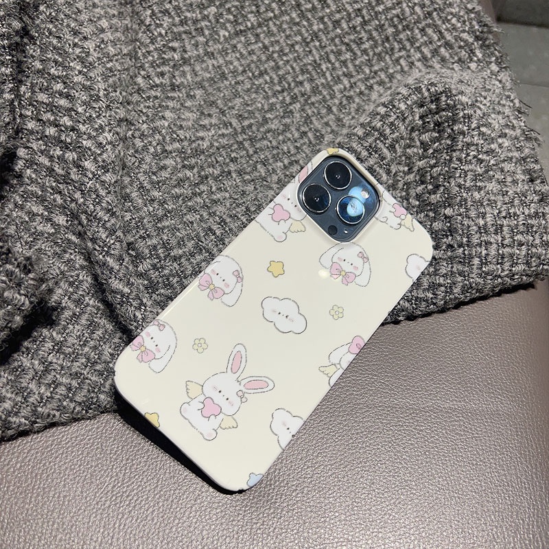 Ốp Điện Thoại Cứng Chống Sốc Hình Thỏ Và Mây cherry Cho iphone 14promax 11 13 12 7Plus 8 X XS Max