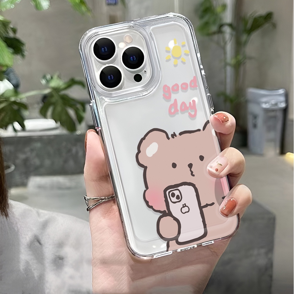 Ốp Điện Thoại Trong Suốt Hình Gấu Nâu Cho iphone 14 pro max 11 13 12 7 8 Plus X XR XSMax