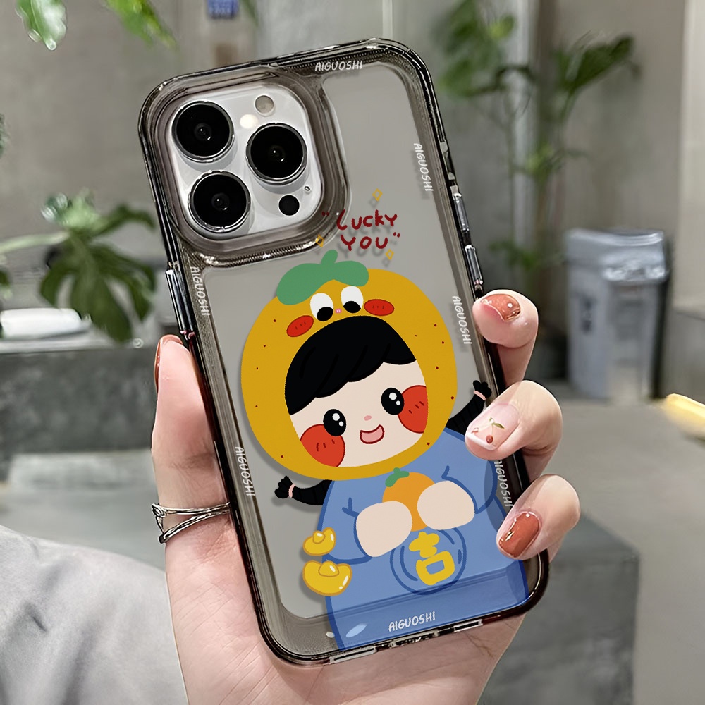 Ốp Điện Thoại Trong Suốt In Hình Quả Cam May Mắn Cho iphone 14 pro max 11 13 12 7 8 Plus X XR XSMax