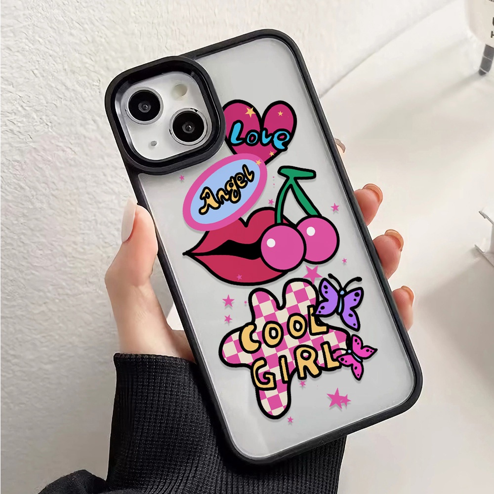Ốp Điện Thoại Nhựa Acrylic Cứng Trong Suốt Hình Môi cherry Cho iphone 14 pro Max 11 13 12 7Plus 8 X XS Max