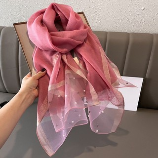 Khăn Choàng Lụa Đính Hạt Thời Trang Xuân Hè Mới Cho Nữ