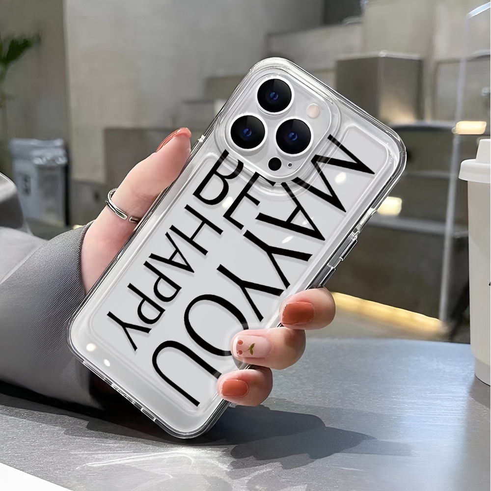 Ốp Điện Thoại Trong Suốt In Chữ May You Be Happy Cho iphone 14 pro max 11 13 12 7 8 Plus X XR XSMax