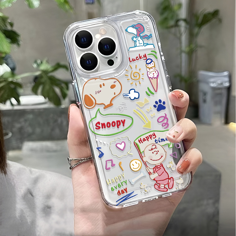 Ốp Điện Thoại Trong Suốt In Hình Snoopy Cho iphone 14 pro max 11 13 12 7 8 Plus X XR XSMax