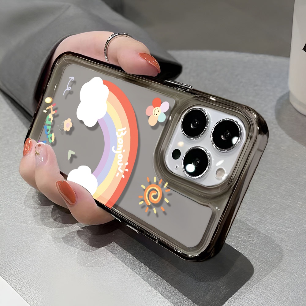 Ốp Điện Thoại Trong Suốt Họa Tiết Cầu Vồng Dành Cho iphone 14 pro max 11 13 12 7 8 Plus X XR XSMax