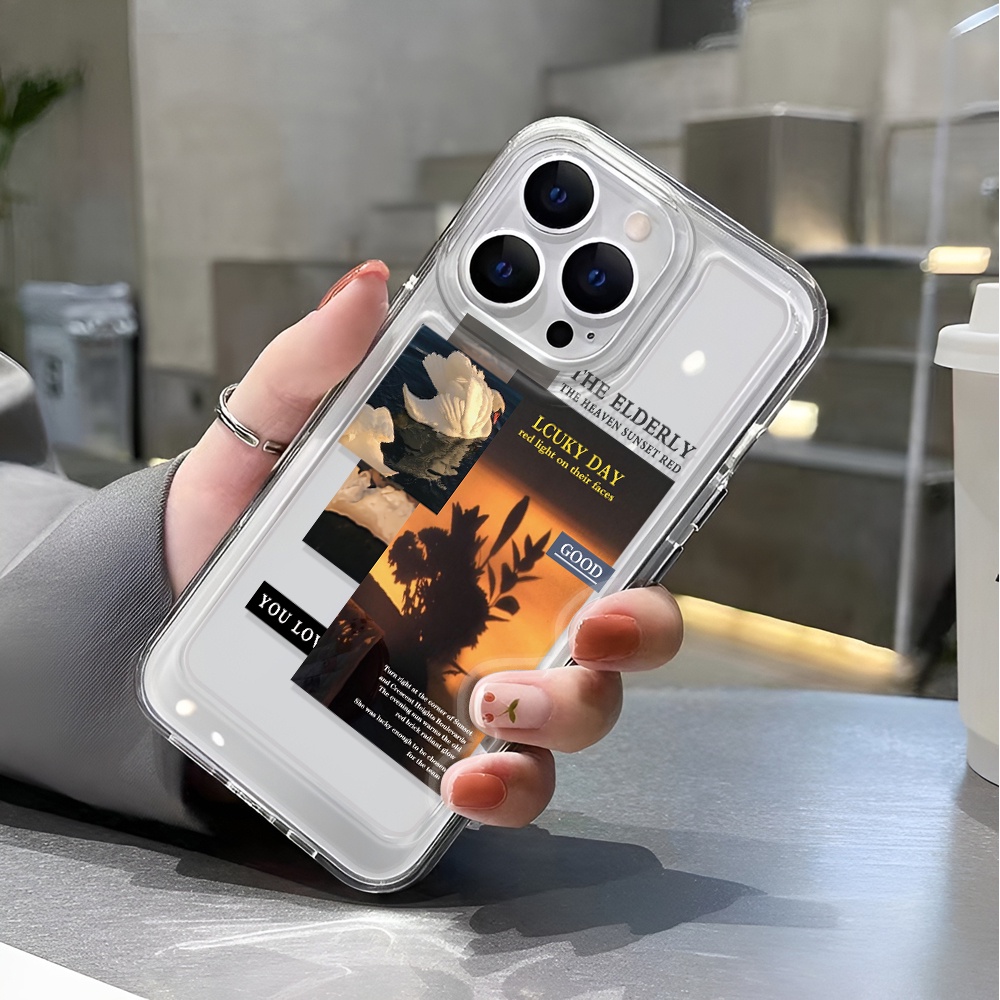 Ốp Điện Thoại Trong Suốt Hình Phong Cảnh Không Gian Cho iphone 14 pro max 11 13 12 7 8 Plus X XR XSMax