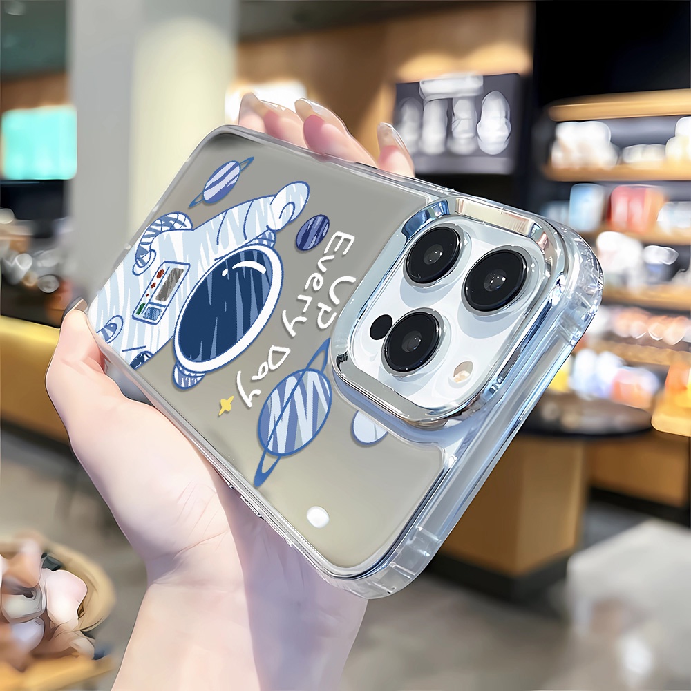 Ốp Điện Thoại Tráng Gương In Hình Phi Hành Gia Hoạt Hình Cho iphone 14 pro max 11 12 13 8 7 Plus X XR XSMax