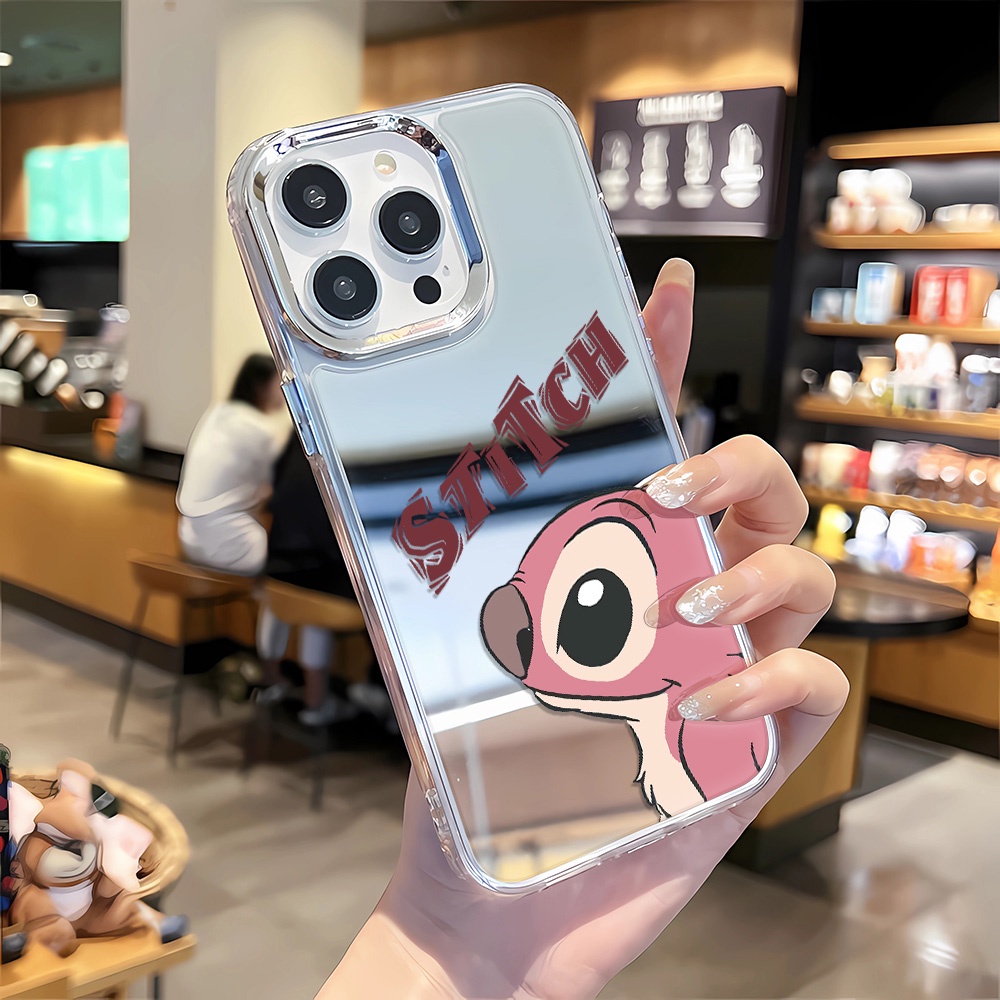 Ốp Điện Thoại Tpu Gắn Gương Kim Loại In Hình Stitch Thời Trang Cho iphone 14 pro max 11 12 13 8 7 Plus X XR XSMax