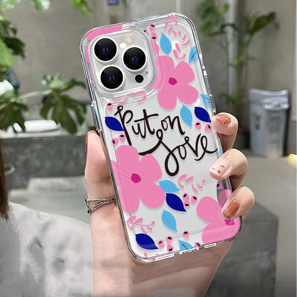 Ốp Điện Thoại Trong Suốt Họa Tiết Hoa Thời Trang Cho iphone 14 pro max 11 13 12 7 8 Plus X XR XSMax