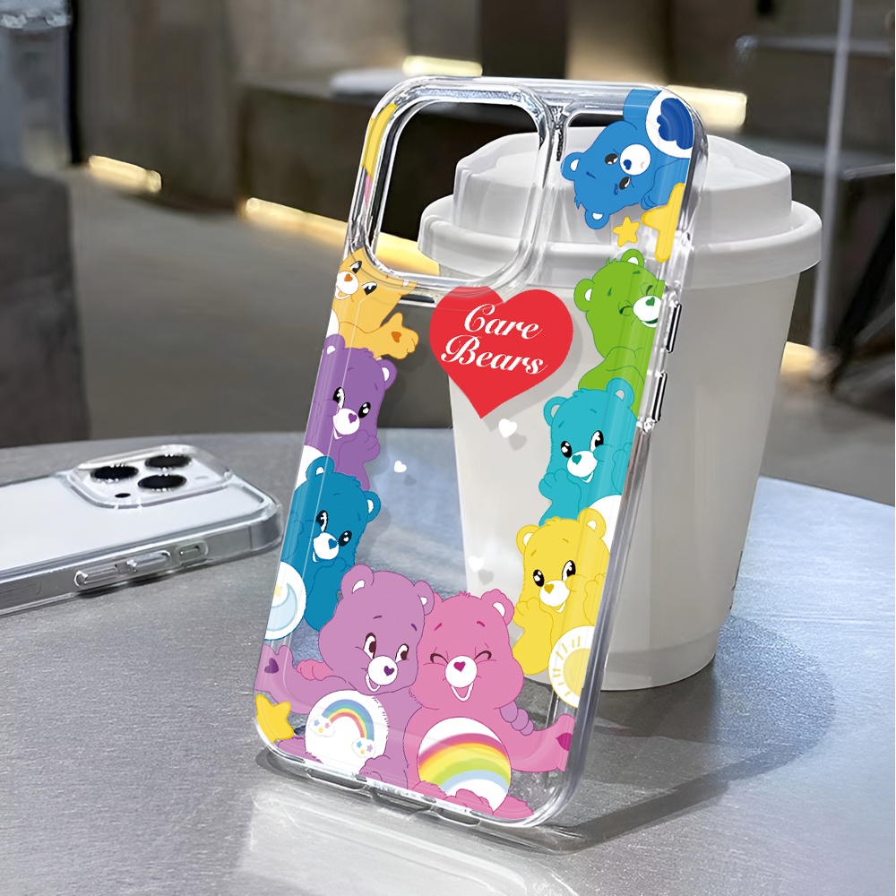 Ốp Điện Thoại Trong Suốt In Hình Gấu Cầu Vồng Hoạt Hình Cho iphone 14 pro max 11 13 12 7 8 Plus X XR XSMax