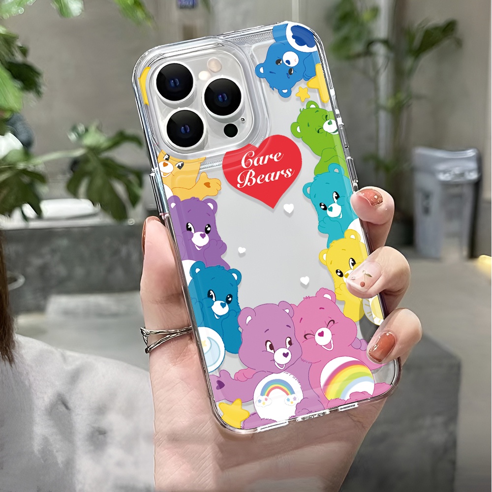 Ốp Điện Thoại Trong Suốt In Hình Gấu Cầu Vồng Hoạt Hình Cho iphone 14 pro max 11 13 12 7 8 Plus X XR XSMax