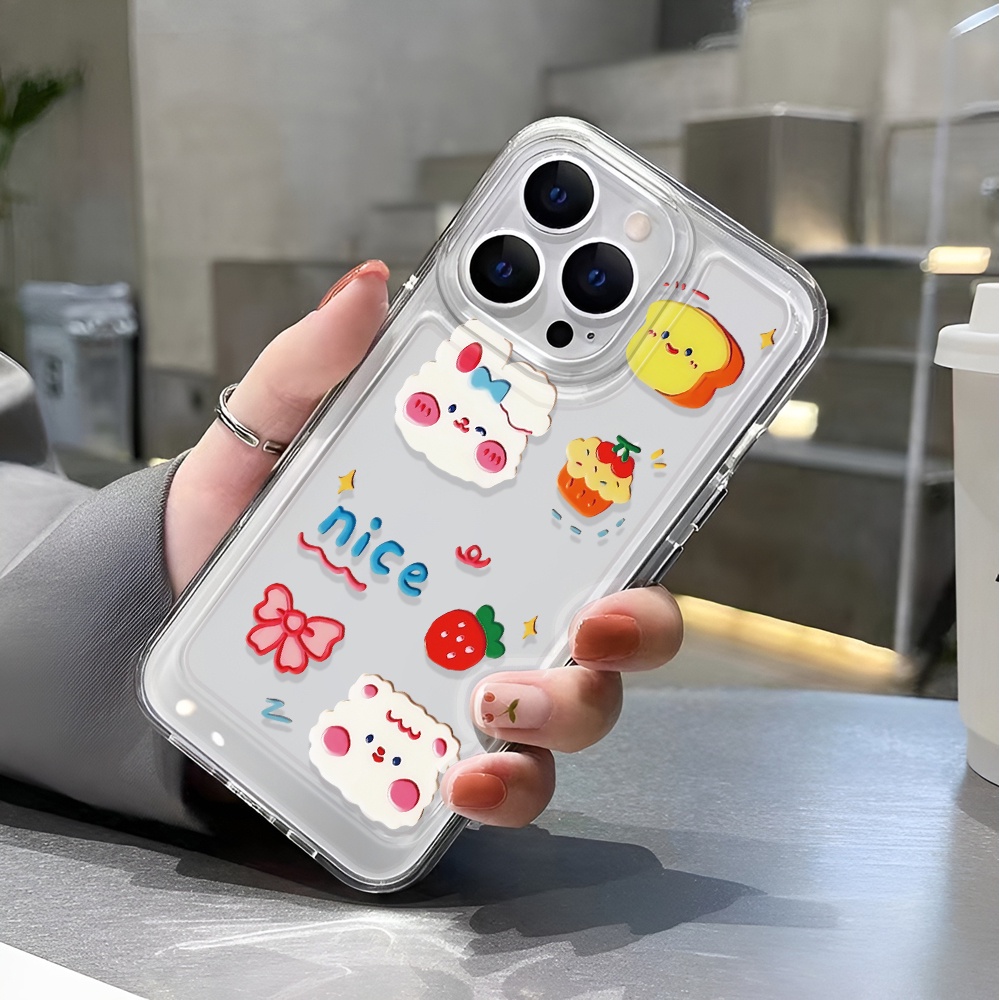 Ốp Điện Thoại Trong Suốt In Hình Thỏ Dâu Tây Cho iphone 14 pro max 11 13 12 7 8 Plus X XR XSMax