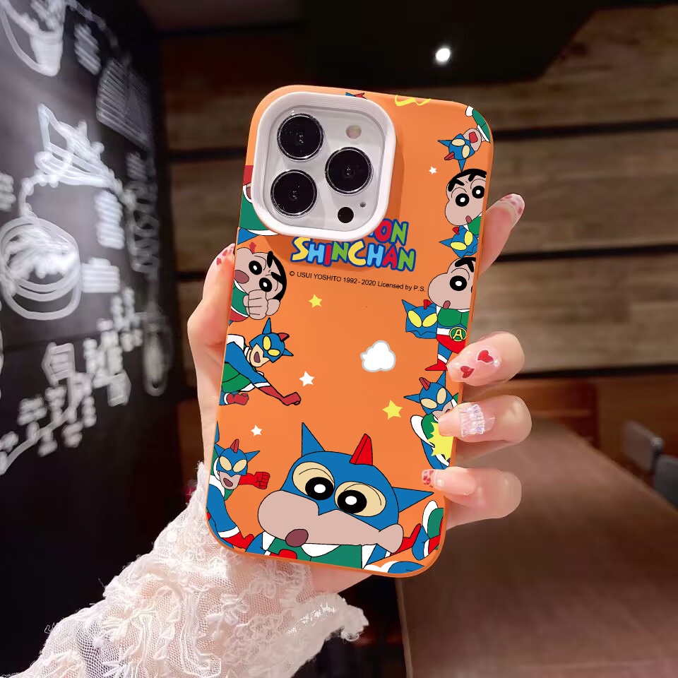 Ốp Điện Thoại silicon Dẻo Họa Tiết Hoạt Hình Cậu Bé Bút Chì 3 Trong 1 Cho iPhone 14Promax 13 12 11 7Plus X XR