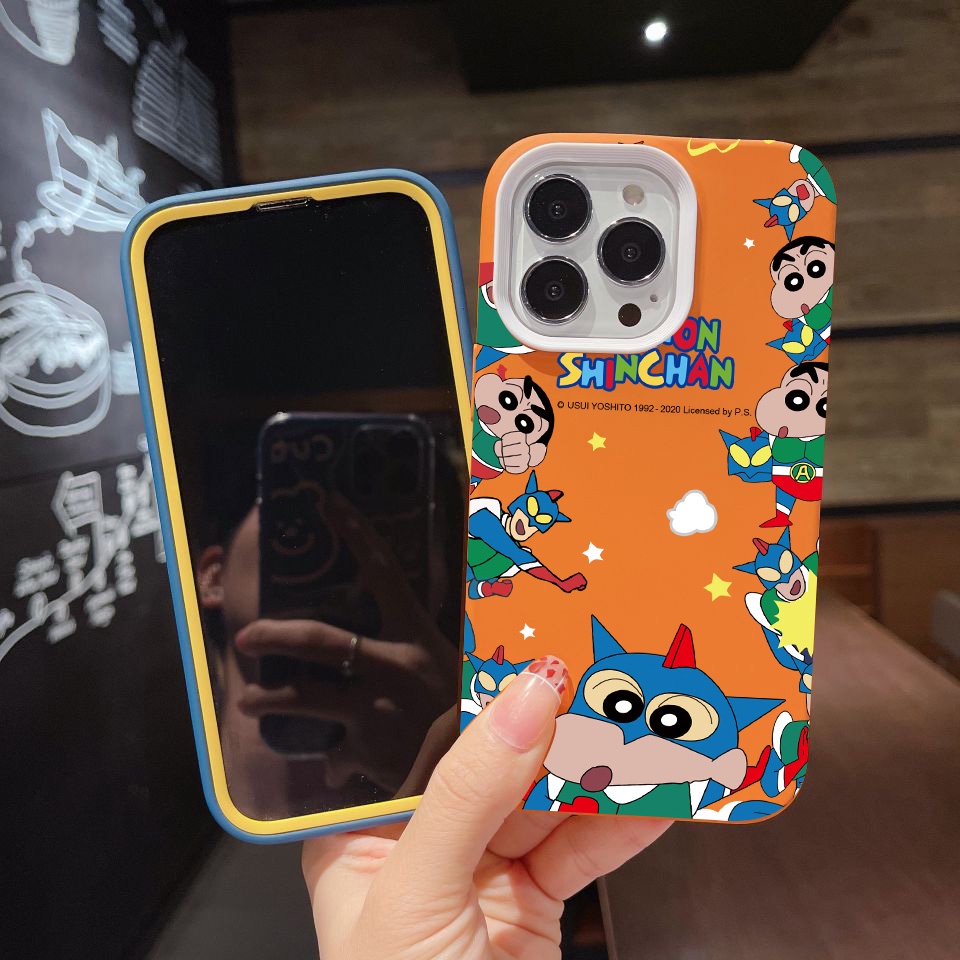 Ốp Điện Thoại silicon Dẻo Họa Tiết Hoạt Hình Cậu Bé Bút Chì 3 Trong 1 Cho iPhone 14Promax 13 12 11 7Plus X XR